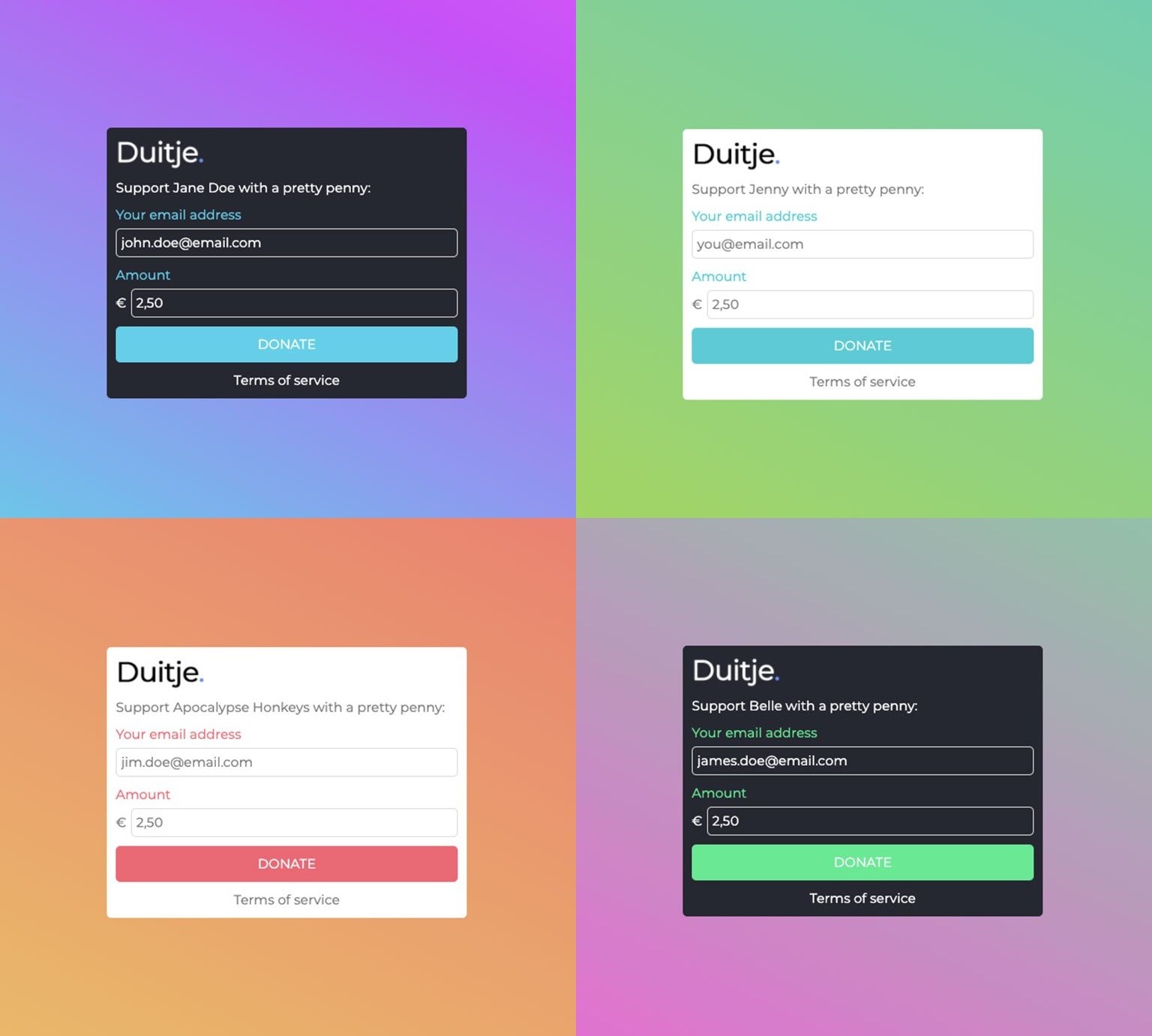 Example of Duitje's donation button